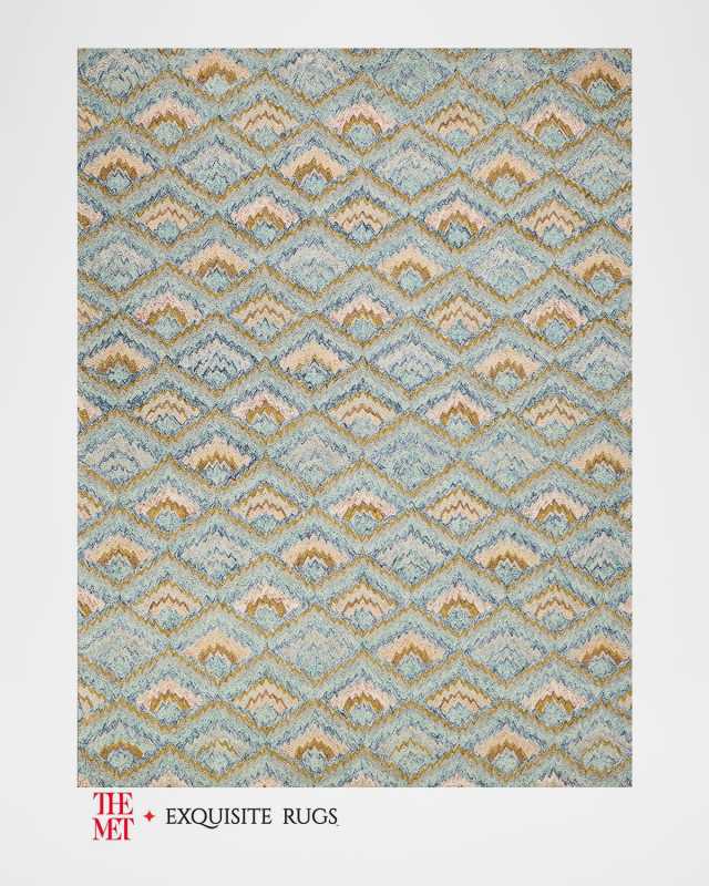 Bargello Hand-Tufted Light Blue Multi Rug, 9' x 12'